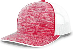 Pacific Headwear 106C Aggressive Heather Trucker Snapback Cap - Red Heather White - Red White / 7’’ - 7 7/8’’