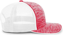 Pacific Headwear 106C Aggressive Heather Trucker Snapback Cap - Red Heather White - Red White / 7’’ - 7 7/8’’