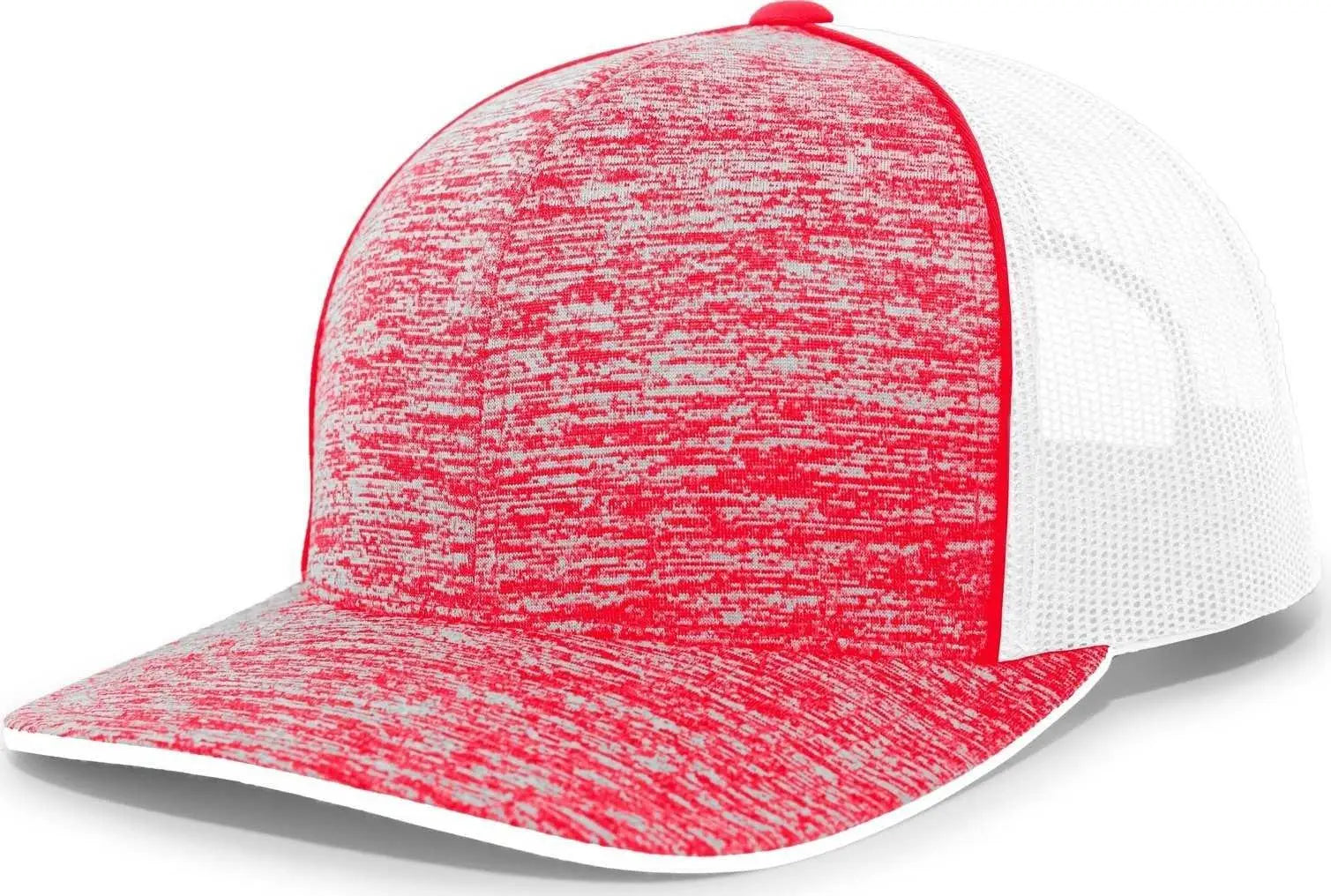 Pacific Headwear 106C Aggressive Heather Trucker Snapback Cap - Red Heather White - Red White / 7’’ - 7 7/8’’