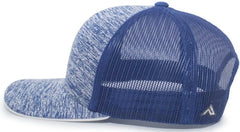 Pacific Headwear 106C Aggressive Heather Trucker Snapback Cap - Royal Royal - Royal / 7’’ - 7 7/8’’