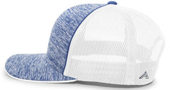 Pacific Headwear 106C Aggressive Heather Trucker Snapback Cap - Royal Heather White - Royal White / 7’’ - 7 7/8’’