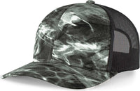 Pacific Headwear 107C Elements Agua Camo Trucker Snapback Cap - Elements Blacktip Lt Charcoal - Mossy Oak Dark Gray