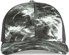 Pacific Headwear 107C Elements Agua Camo Trucker Snapback Cap - Elements Blacktip Lt Charcoal - Mossy Oak Dark Gray