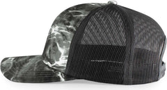 Pacific Headwear 107C Elements Agua Camo Trucker Snapback Cap - Elements Blacktip Lt Charcoal - Mossy Oak Dark Gray