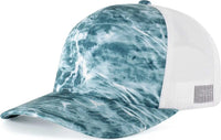 Pacific Headwear 107C Elements Agua Camo Trucker Snapback Cap - Elements Spindrift White - Mossy Oak White / 7’’ - 7
