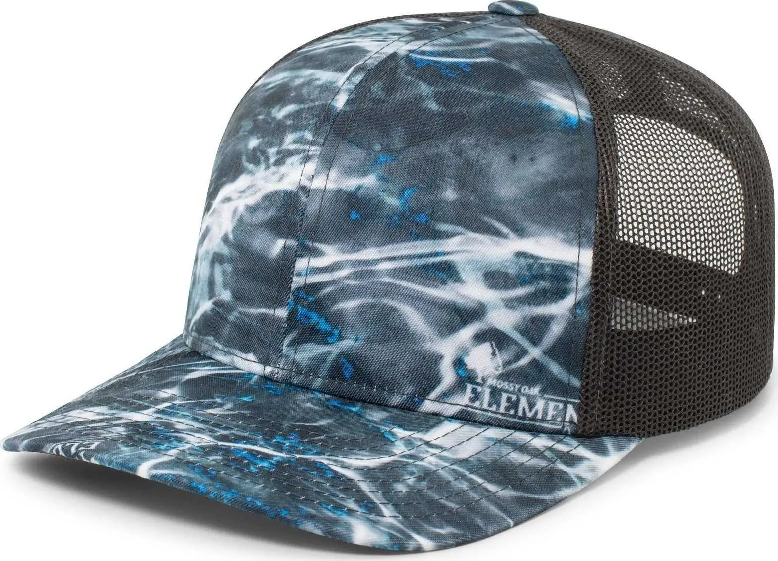 Pacific Headwear 107C Mossy Oak Trucker Snapback - Elements Agua Blackfin Lt Charcoal - Mossy Oak Gray / 7’’ 7 7/8’’