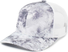 Pacific Headwear 107C Mossy Oak Trucker Snapback - Wakeform Hailstone White - Mossy Oak White / 7’’ 7 7/8’’