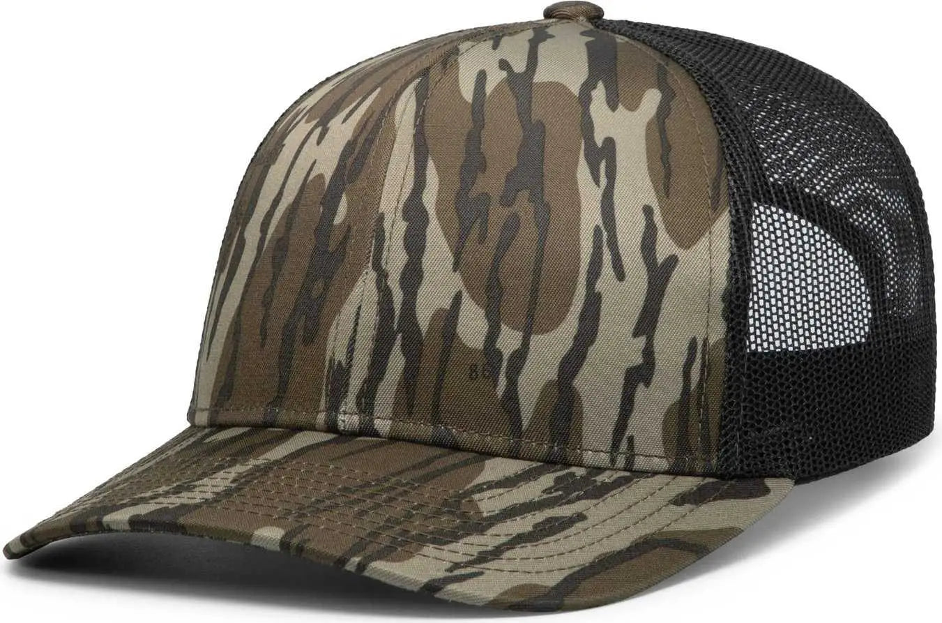 Pacific Headwear 108C Camo Snapback Trucker Cap - Original Bottomland Lt Charcoal Original Bottomland - Mossy Oak Gray
