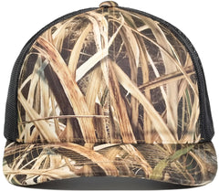Pacific Headwear 108C Camo Snapback Trucker Cap - Shadow Grass Blades Light Charcoal - Shadow Grass Blades Light