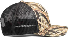 Pacific Headwear 108C Camo Snapback Trucker Cap - Shadow Grass Blades Light Charcoal - Shadow Grass Blades Light