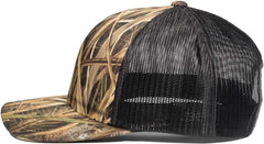 Pacific Headwear 108C Camo Snapback Trucker Cap - Shadow Grass Blades Light Charcoal - Shadow Grass Blades Light