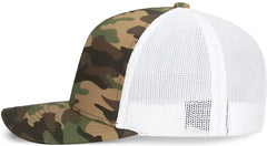 Pacific Headwear 108C Camo Trucker Snapback Cap - Army White - Green White / 7’’ - 7 7/8’’