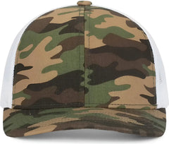 Pacific Headwear 108C Camo Trucker Snapback Cap - Army White - Green White / 7’’ - 7 7/8’’