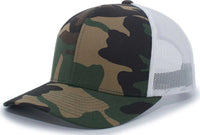 Pacific Headwear 108C Camo Trucker Snapback Cap - Army White - Green White / 7’’ - 7 7/8’’