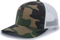 Pacific Headwear 108C Camo Trucker Snapback Cap - Army White - Green White / 7’’ - 7 7/8’’