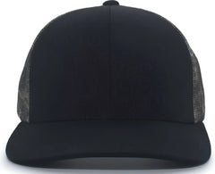Pacific Headwear 108C Camo Trucker Snapback Cap - Black Break-Up Country - Black Mossy Oak / 7’’ - 7 7/8’’