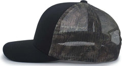 Pacific Headwear 108C Camo Trucker Snapback Cap - Black Break-Up Country - Black Mossy Oak / 7’’ - 7 7/8’’