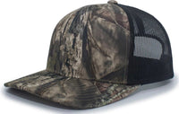 Pacific Headwear 108C Camo Trucker Snapback Cap - Break-Up Country Black - Mossy Oak Black / 7’’ - 7 7/8’’