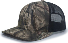 Pacific Headwear 108C Camo Trucker Snapback Cap - Break-Up Country Black - Mossy Oak Black / 7’’ - 7 7/8’’