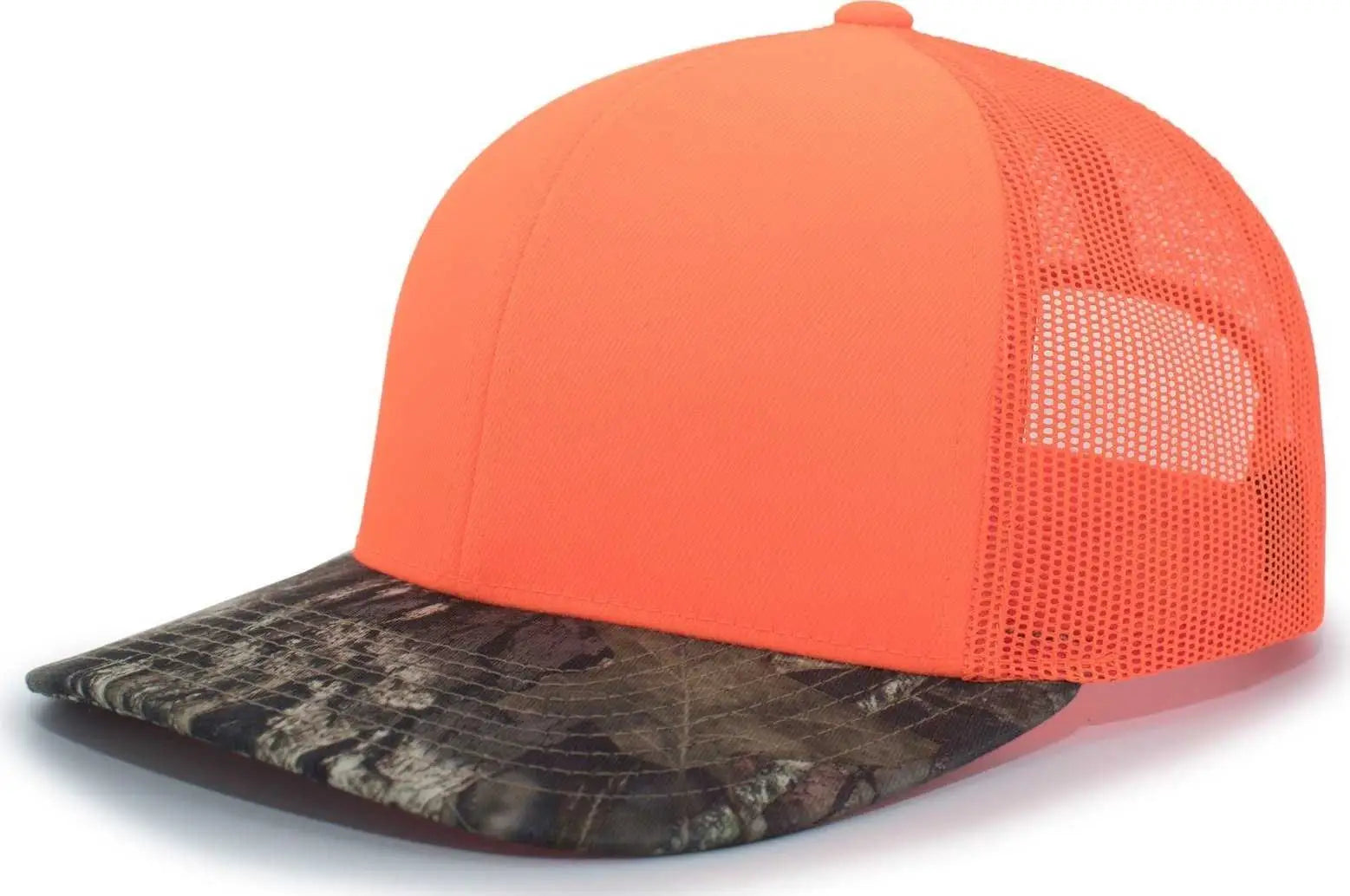 Pacific Headwear 108C Camo Trucker Snapback Cap - Break-Up Country Blaze - Mossy Oak Blaze / 7’’ - 7 7/8’’
