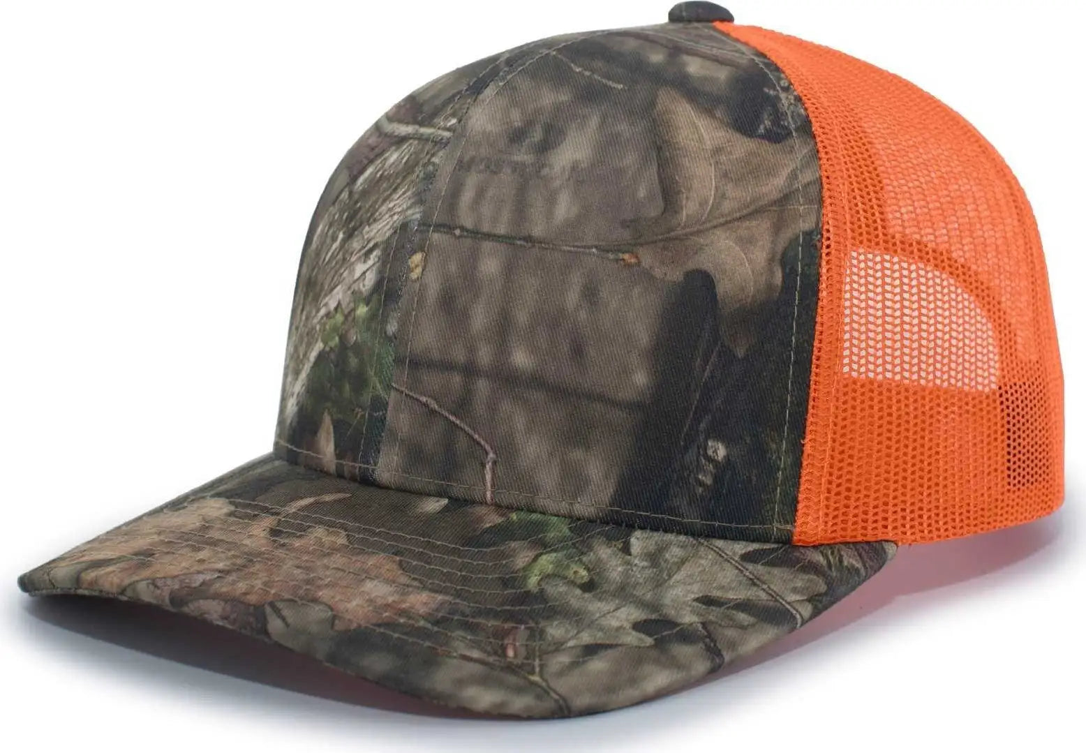 Pacific Headwear 108C Camo Trucker Snapback Cap - Break-Up Country Orange - Mossy Oak Orange / 7’’ - 7 7/8’’
