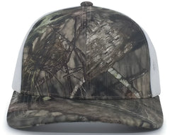 Pacific Headwear 108C Camo Trucker Snapback Cap - Break-Up Country White - Mossy Oak White / 7’’ - 7 7/8’’