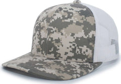 Pacific Headwear 108C Camo Trucker Snapback Cap - Desert White - Sand White / 7’’ - 7 7/8’’