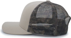 Pacific Headwear 108C Camo Trucker Snapback Cap - Stone Break-Up Country - Ivory Mossy Oak / 7’’ - 7 7/8’’