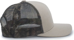 Pacific Headwear 108C Camo Trucker Snapback Cap - Stone Break-Up Country - Ivory Mossy Oak / 7’’ - 7 7/8’’