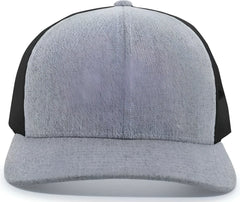 Pacific Headwear 110C Heather Trucker Snapback Cap - Gray Heather Black - Gray Black / 7’’ - 7 7/8’’