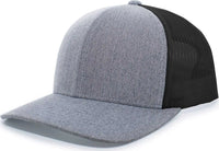 Pacific Headwear 110C Heather Trucker Snapback Cap - Gray Heather Black - Gray Black / 7’’ - 7 7/8’’