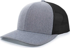 Pacific Headwear 110C Heather Trucker Snapback Cap - Gray Heather Black - Gray Black / 7’’ - 7 7/8’’