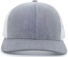 Pacific Headwear 110C Heather Trucker Snapback Cap - Gray Heather White - Gray White / 7’’ - 7 7/8’’