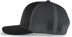Pacific Headwear 110F Trucker Flexfit Snapback Cap - Black Graphite Black - Black Dark Gray / 7’’ - 7 7/8’’