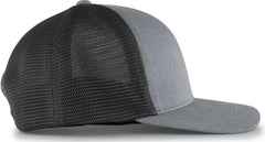 Pacific Headwear 110F Trucker Flexfit Snapback Cap - Heather Grey Lt Charcoal Heather Grey - Heather Grey Lt Charcoal