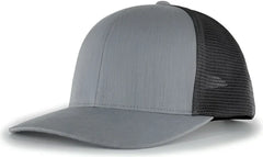 Pacific Headwear 110F Trucker Flexfit Snapback Cap - Heather Grey Lt Charcoal Heather Grey - Heather Grey Lt Charcoal