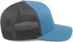 Pacific Headwear 110F Trucker Flexfit Snapback Cap - Ocean Blue Lt Charcoal Ocean Blue - Blue Gray / 7’’ 7 7/8’’