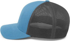 Pacific Headwear 110F Trucker Flexfit Snapback Cap - Ocean Blue Lt Charcoal Ocean Blue - Blue Gray / 7’’ 7 7/8’’