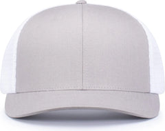 Pacific Headwear 110F Trucker Flexfit Snapback Cap - Silver White Silver - Light Gray White Light Gray / OS