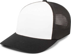 Pacific Headwear 110F Trucker Flexfit Snapback Cap - White Black Black - White Black / 7’’ 7 7/8’’