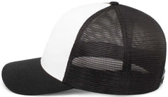 Pacific Headwear 110F Trucker Flexfit Snapback Cap - White Black Black - White Black / 7’’ 7 7/8’’