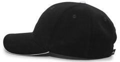 Pacific Headwear 121C Brushed Cotton Sandwich Visor Hook-and-Loop Cap - Black White - Black White / 7’’ - 7 7/8’’