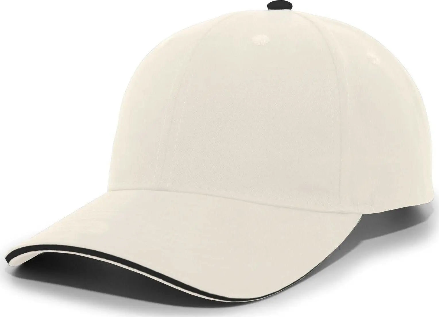 Pacific Headwear 121C Brushed Cotton Sandwich Visor Hook-and-Loop Cap - Khaki Black - Khaki Black / 7’’ - 7 7/8’’