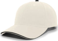 Pacific Headwear 121C Brushed Cotton Sandwich Visor Hook-and-Loop Cap - Khaki Black - Khaki Black / 7’’ - 7 7/8’’
