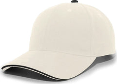 Pacific Headwear 121C Brushed Cotton Sandwich Visor Hook-and-Loop Cap - Khaki Black - Khaki Black / 7’’ - 7 7/8’’