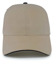 Pacific Headwear 121C Brushed Cotton Sandwich Visor Hook-and-Loop Cap - Khaki Black - Khaki Black / 7’’ - 7 7/8’’