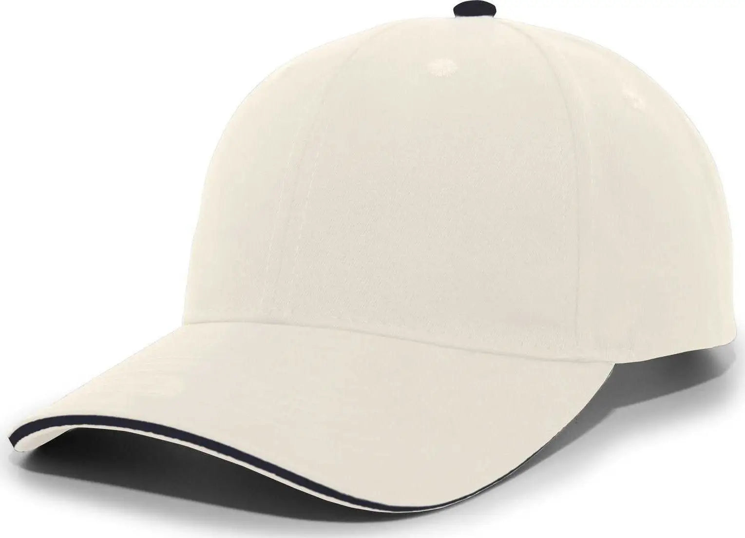 Pacific Headwear 121C Brushed Cotton Sandwich Visor Hook-and-Loop Cap - Khaki Navy - Khaki Navy / 7’’ - 7 7/8’’
