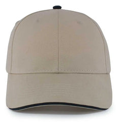 Pacific Headwear 121C Brushed Cotton Sandwich Visor Hook-and-Loop Cap - Khaki Navy - Khaki Navy / 7’’ - 7 7/8’’