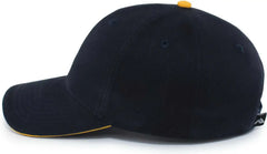 Pacific Headwear 121C Brushed Cotton Sandwich Visor Hook-and-Loop Cap - Navy Gold - Navy Gold / 7’’ - 7 7/8’’
