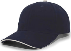 Pacific Headwear 121C Brushed Cotton Sandwich Visor Hook-and-Loop Cap - Navy Khaki - Navy Khaki / 7’’ - 7 7/8’’